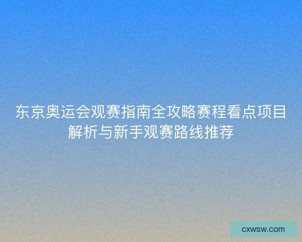 东京奥运会观赛指南全攻略赛程看点项目解析与新手观赛路线推荐