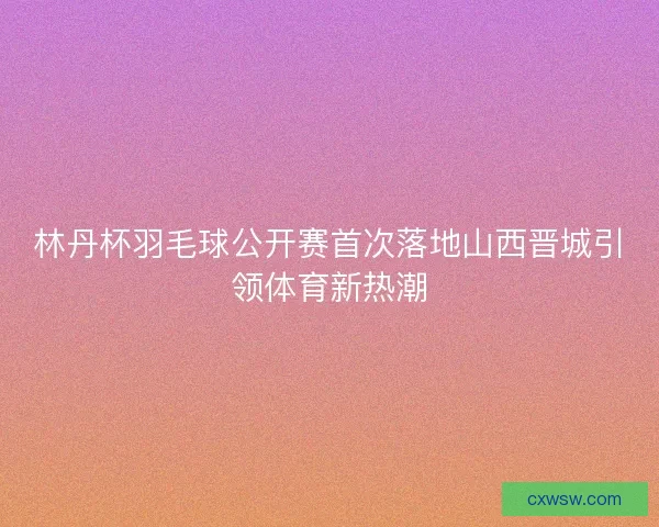 林丹杯羽毛球公开赛首次落地山西晋城引领体育新热潮