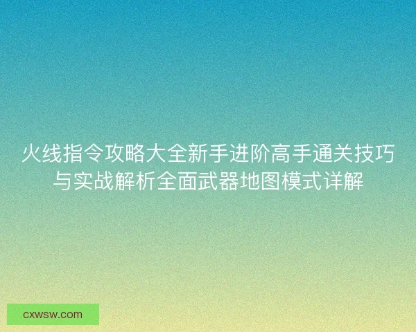 火线指令攻略大全新手进阶高手通关技巧与实战解析全面武器地图模式详解