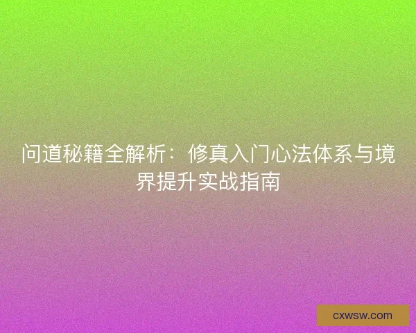 问道秘籍全解析：修真入门心法体系与境界提升实战指南