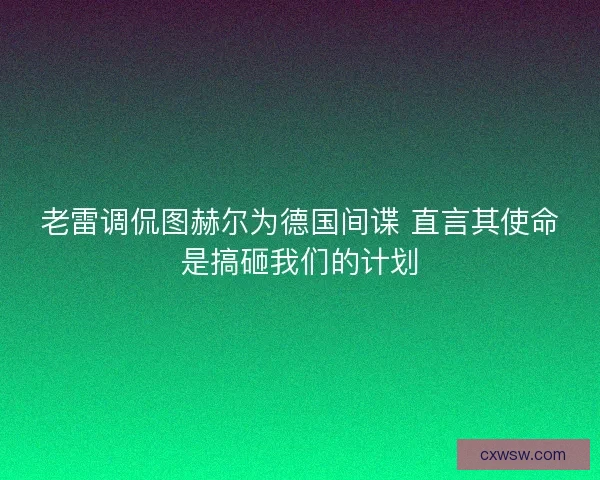 老雷调侃图赫尔为德国间谍 直言其使命是搞砸我们的计划