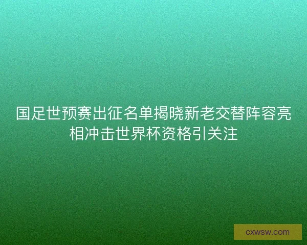 国足世预赛出征名单揭晓新老交替阵容亮相冲击世界杯资格引关注